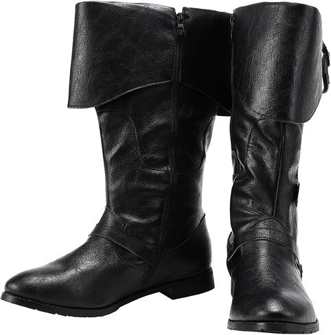 Medieval Male and Female Renaissance Pull On Boots Mid Calf Gothic Boots Halloween Cosplay Cuff Shoes in Kuwait
