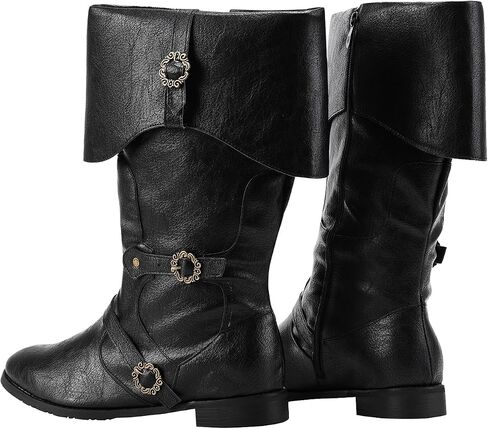 Medieval Male and Female Renaissance Pull On Boots Mid Calf Gothic Boots Halloween Cosplay Cuff Shoes in Kuwait