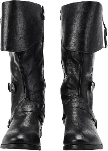 Medieval Male and Female Renaissance Pull On Boots Mid Calf Gothic Boots Halloween Cosplay Cuff Shoes in Kuwait