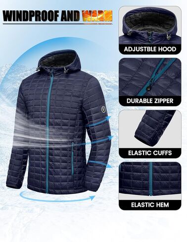 Little Donkey Andy Puffer Jacket Men Winter Coat with Hood Lightweight Jackets Waterproof with Recycled Insulation Outdoor in Saudi Arabia