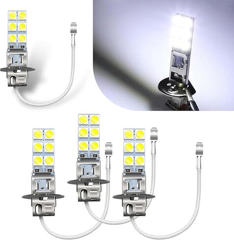 4 PCS Car Fog Lights, 6000K Waterproof LED Car Lights, 12V 5050 Chip High Brightness Anti-fog Bulbs, Suitable for Most Cars (White #H3) in Saudi Arabia