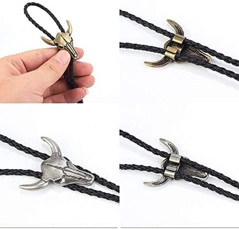 AZORA Western Cowboy Bolo Tie Men Leather Necktie Rope Cord Bull Skull Bola Tie for Women in Saudi Arabia