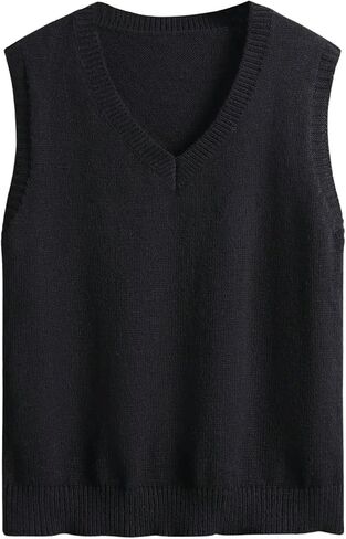 SHENHE Men's V Neck Sleeveless Plain Soft Sweater Vest Pullover Preppy Top in Saudi Arabia