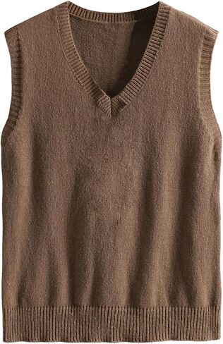 Shenhe Men's v الرقبة بلا أكمام ستر سترة ناعمة سترة سبيبر preppy أعلى in Saudi Arabia