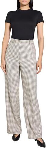 Theory Women's Linear Check Classic Trouser in Saudi Arabia