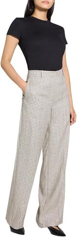 Theory Women's Linear Check Classic Trouser in Saudi Arabia