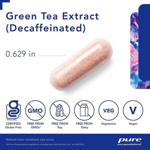مغلفات نقية مستخلص الشاي الأخضر (devaffeinated) | دعم مضادات الأكسدة hypoallergenic لجميع الخلايا في الجسم* | 60 كبسولات in Saudi Arabia