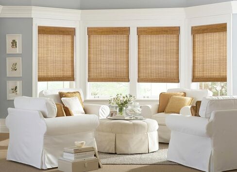 Lazblinds No Tools No Drill Cordless Bambo Shades ، و Filtering Filtering Window Treatment ، و Roll row bamboo for Window 34 'W x 64' 'H ، Ceylon Light Russet in Kuwait