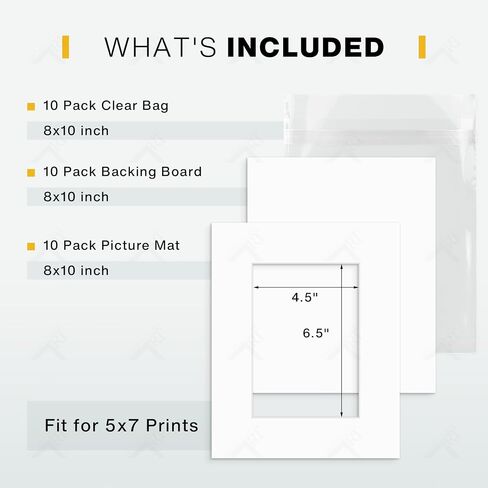 Golden State Art 10 Pack White 18x24 Mats for 12x18 Photo+Backing+Bag in Kuwait