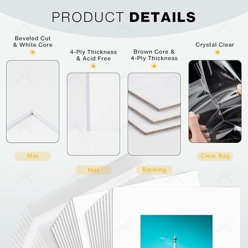 Golden State Art 10 Pack White 18x24 Mats for 12x18 Photo+Backing+Bag in Kuwait