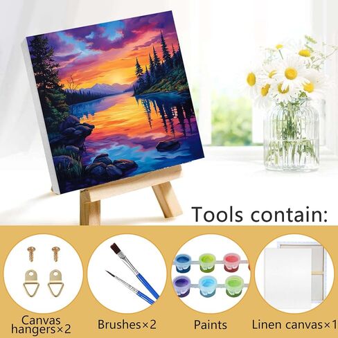 Kaliosy Framed Paint by Numbers Kits for Adults Colorful Rose Flower, Oil Painting Paint Pre Drawn Canvas Drawing Paintwork with Paintbrushes Acrylic Beginner Wall Home Decoration 8x12 inch in Saudi Arabia