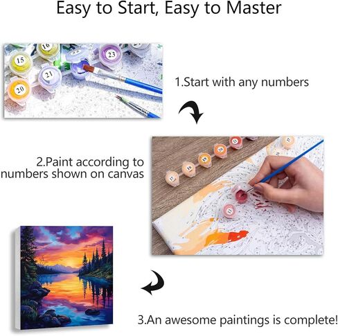 Kaliosy Framed Paint by Numbers Kits for Adults Colorful Rose Flower, Oil Painting Paint Pre Drawn Canvas Drawing Paintwork with Paintbrushes Acrylic Beginner Wall Home Decoration 8x12 inch in Saudi Arabia