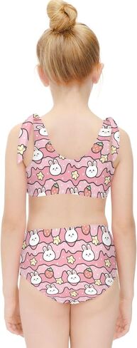Girls Tankini Swimsuit Bathing Suit Two Piece Bikini Summer Beach Swimwear with Adjustable Strap 3-12 Years in Saudi Arabia