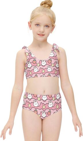 Girls Tankini Swimsuit Bathing Suit Two Piece Bikini Summer Beach Swimwear with Adjustable Strap 3-12 Years in Saudi Arabia