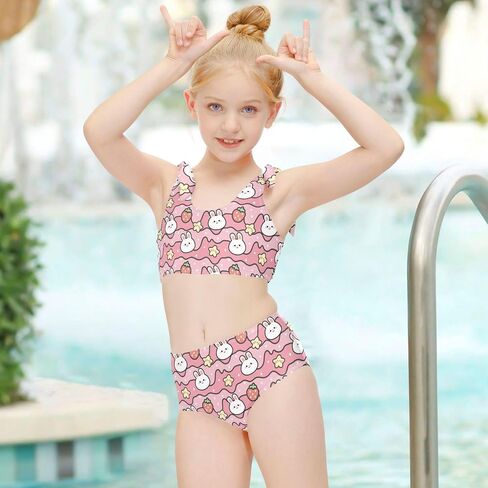 Girls Tankini Swimsuit Bathing Suit Two Piece Bikini Summer Beach Swimwear with Adjustable Strap 3-12 Years in Saudi Arabia
