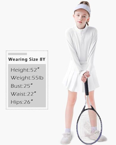 Soneven Girls Long Sleeve Golf Tirts Half zip Kids Polo قمصان موحدة سريعة الجفاف لمدة 5-14 سنوات in Kuwait