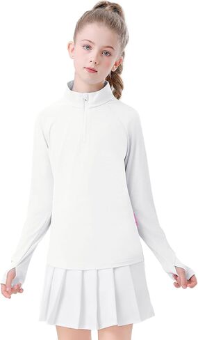 Soneven Girls Long Sleeve Golf Tirts Half zip Kids Polo قمصان موحدة سريعة الجفاف لمدة 5-14 سنوات in Kuwait