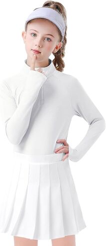 Soneven Girls Long Sleeve Golf Tirts Half zip Kids Polo قمصان موحدة سريعة الجفاف لمدة 5-14 سنوات in Kuwait