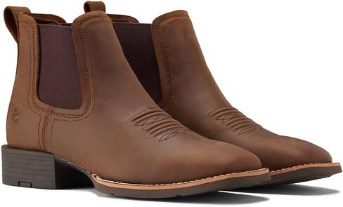 SUREWAY Mens Western Chelsea Cowboy Boots for Men Square Toe,Rugged Slip-On Work/Casual/Dress Boots for Men,Comfort Slip Resistant Ankle Leather Boots in Saudi Arabia