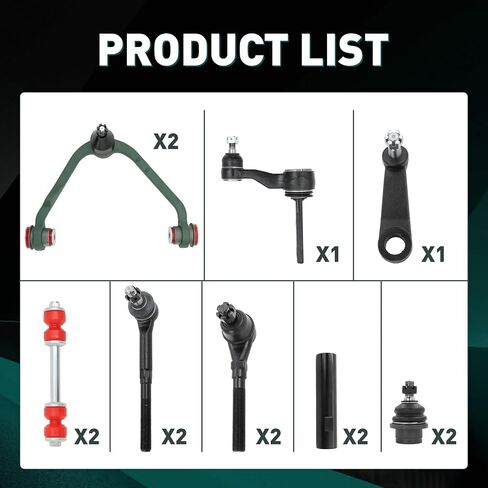 4WD Front End 14pc Suspension Kit for 1997-2002 Ford Expedition,1997-2003 F150,1997-1999 F250, 1998-2002 Lincoln Navigator,Tie Rod Ends Pitman Arm Idler Arm Sway Bar Links Control Arms（14PC) in Kuwait