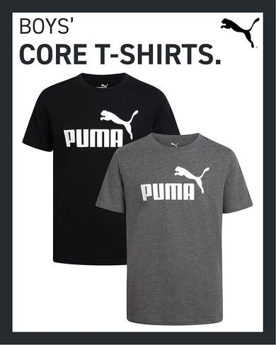 PUMA Boys' T-Shirt - 2 Pack Core Logo T-Shirt for Boys - Basic Athletic Crewneck Short Sleeve Tee (S-XL) in Saudi Arabia