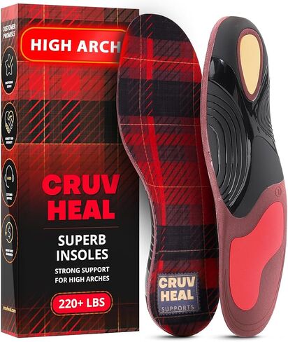 220+ lbs Plantar Fasciitis High Arch Support Insoles Men Women - Orthotic Shoe Inserts - Boot Work Shoe Insole (Cherry, L) in Saudi Arabia