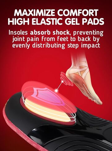 220+ lbs Plantar Fasciitis High Arch Support Insoles Men Women - Orthotic Shoe Inserts - Boot Work Shoe Insole (Cherry, L) in Saudi Arabia