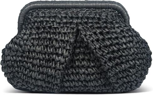 Straw Clutch Purse for Women, Cloud Dumpling Pouch, Straw Crossbody Shoulder Handbag, Summer Beach Woven Bag 2025 in Saudi Arabia