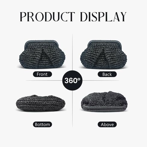 Straw Clutch Purse for Women, Cloud Dumpling Pouch, Straw Crossbody Shoulder Handbag, Summer Beach Woven Bag 2025 in Saudi Arabia