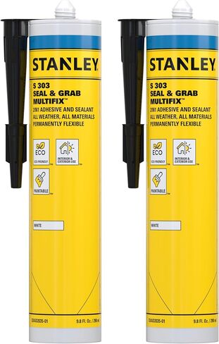 Stanley Hybrid Polymer Multi Bond & Seal -1x9.8 fl.oz. - Bonding and Sealing Caulk for Roofing and Gutter, Window and Door, Flexible, Eco-Friendly and Paintable Adhesives & Sealants, 1 Pack in Kuwait