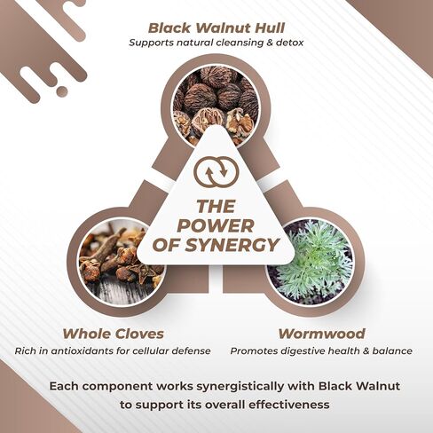 الأسود الجوز Wormwood Flust Cloves Goldenseal - غني بالمضادات الأكسدة ، والصحة الجهاز الهضمي المصنوع واختباره في الولايات المتحدة in Kuwait