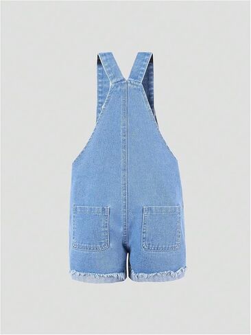 WDIRARA Girl's Floral Embroidered Denim Bib Overall Shorts Ripped Jean Romper with Pockets in Saudi Arabia