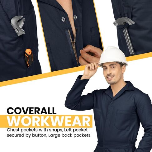 NY Threads Men’s Twill Long Sleeve Coverall Slim Fit Utility Work Wear in Saudi Arabia