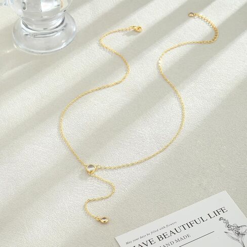 SUFOPE Dainty Y قلادة للنساء، قلادات ذهبية طويلة عصرية 14K مطلية بالذهب الطبقات القلائد مجموعة Dainty CZ Shining Dot قلادة مجوهرات هدية للنساء الفتيات in Saudi Arabia