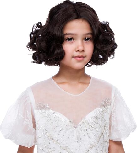 Girls Brown Wig Kids Short Brown Wavy Curly Wig with Green Glasses for Halloween Cosplay Party Heat Resistant Synthetic Wigs with Wigs Cap in Saudi Arabia