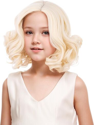 Girls Brown Wig Kids Short Brown Wavy Curly Wig with Green Glasses for Halloween Cosplay Party Heat Resistant Synthetic Wigs with Wigs Cap in Saudi Arabia