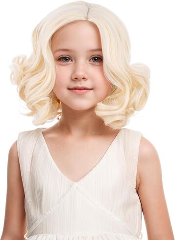 Girls Brown Wig Kids Short Brown Wavy Curly Wig with Green Glasses for Halloween Cosplay Party Heat Resistant Synthetic Wigs with Wigs Cap in Saudi Arabia