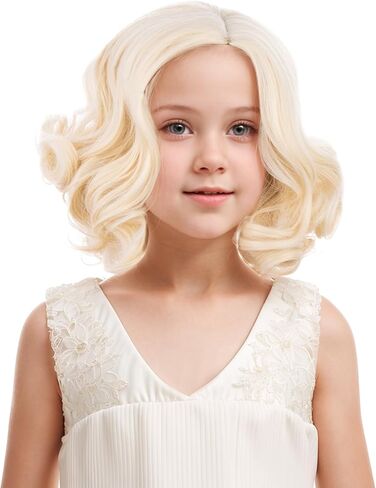Girls Brown Wig Kids Short Brown Wavy Curly Wig with Green Glasses for Halloween Cosplay Party Heat Resistant Synthetic Wigs with Wigs Cap in Saudi Arabia