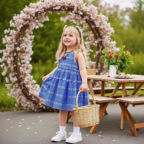 Little Bitty Toddler Girls Gingham Dress Holiday Boho Summer Sleeveless Tiered Layers Swing Dresses Birthday Party 2-7 Years in Saudi Arabia