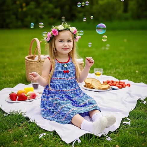 Little Bitty Toddler Girls Gingham Dress Holiday Boho Summer Sleeveless Tiered Layers Swing Dresses Birthday Party 2-7 Years in Saudi Arabia