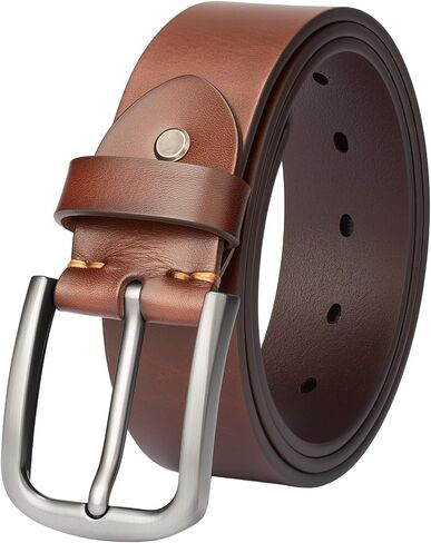 Men's 1.5" Everyday Leather Belt Solid Leather for Work Business and Casual in Kuwait