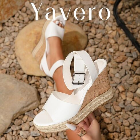 Yavero Women's Espadrille Wedge Sandals Open Toe Platform Sandals with Ankle Strap Stylish Cork Wedges for Summer in Saudi Arabia