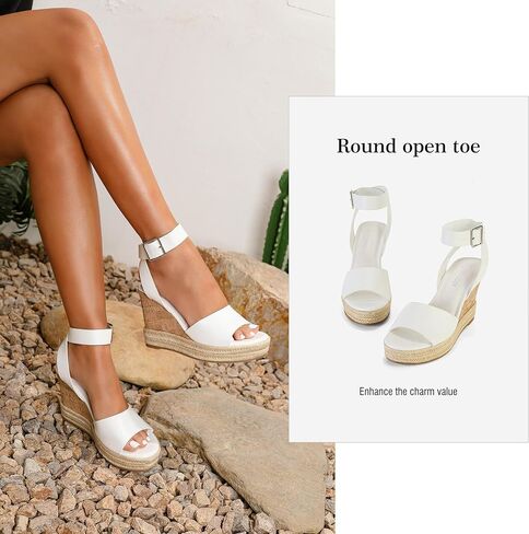Yavero Women's Espadrille Wedge Sandals Open Toe Platform Sandals with Ankle Strap Stylish Cork Wedges for Summer in Saudi Arabia