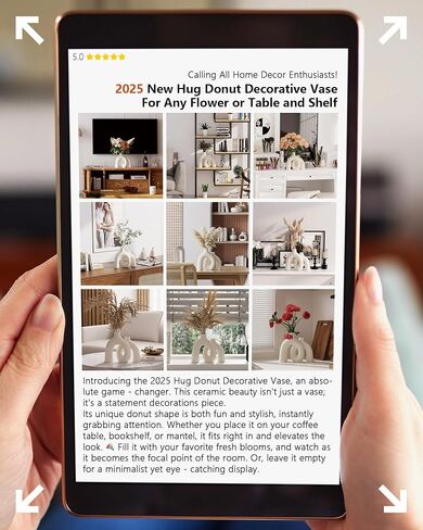 Hug Donut Decorative Vase Set - Modern Nordic Boho Style Vases Home Decor, Matte Ceramic Decorations for Living Room Shelf, Bookshelf Mantle Entryway Table or Console Décor (Cream White) in Saudi Arabia