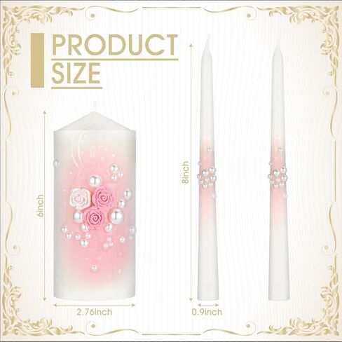 3 Pcs Wedding Unity Candles for Wedding Ceremony Gift 6.3" Pillar and 9.8'' Taper Candles Set for Reception and Ceremony Events Decor(Rustic Style) in Kuwait