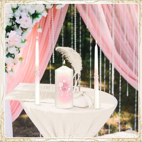 3 Pcs Wedding Unity Candles for Wedding Ceremony Gift 6.3" Pillar and 9.8'' Taper Candles Set for Reception and Ceremony Events Decor(Rustic Style) in Kuwait