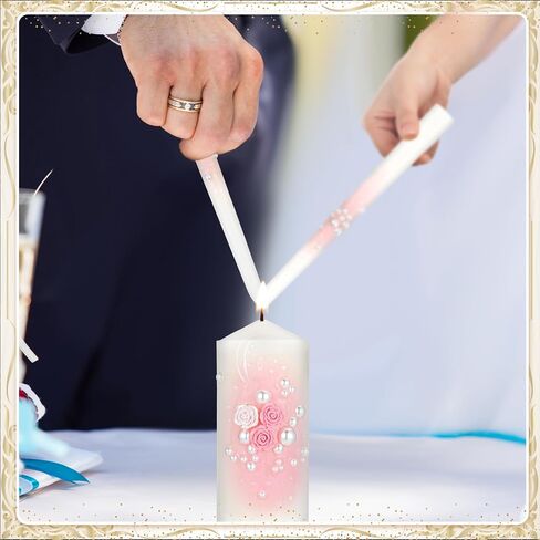 3 Pcs Wedding Unity Candles for Wedding Ceremony Gift 6.3" Pillar and 9.8'' Taper Candles Set for Reception and Ceremony Events Decor(Rustic Style) in Kuwait