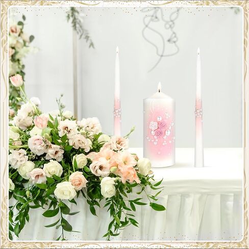 3 Pcs Wedding Unity Candles for Wedding Ceremony Gift 6.3" Pillar and 9.8'' Taper Candles Set for Reception and Ceremony Events Decor(Rustic Style) in Kuwait