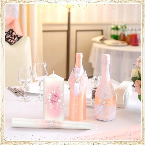 3 Pcs Wedding Unity Candles for Wedding Ceremony Gift 6.3" Pillar and 9.8'' Taper Candles Set for Reception and Ceremony Events Decor(Rustic Style) in Kuwait