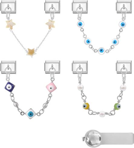 Italian Charms Only Silver Charm 8Pcs and Tools,Cherry Dog Heart Crystal 9mm Italian Modular Charm Bracelet Link Handmade DIY Module Jewelry Gifts in Saudi Arabia